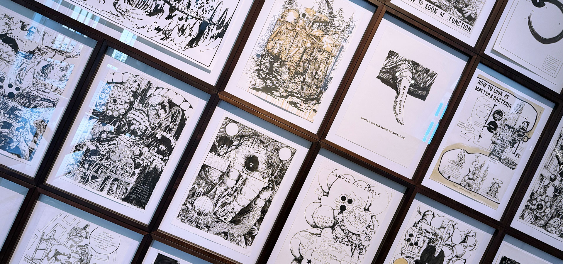 Leuchten an schwarzen Schnüren aufgespannt