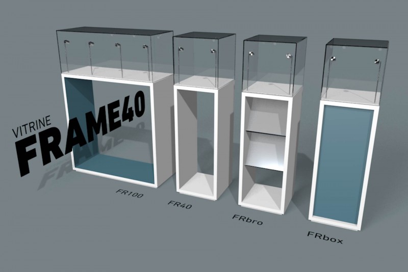 Glas-Vitrine Frame40, Varianten, Entwurf, Design