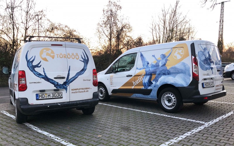 Malerhauck folierte Autos, Werbung auf KFZ
