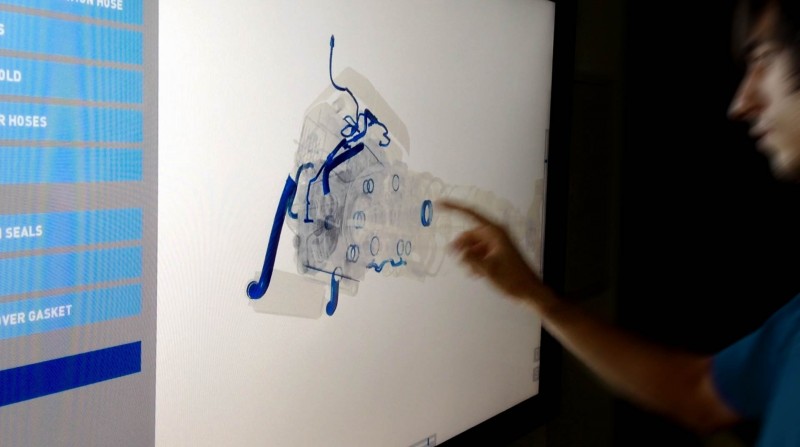 Unimatec Europe Touchscreen-Anwendung, mit 3D-Motor und Bauteilen