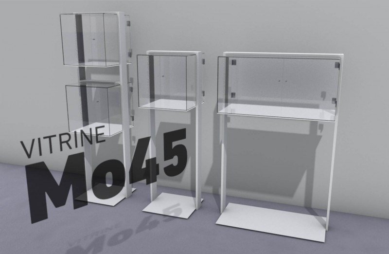 Glas-Vitrine Mo45, Varianten, Entwurf, Design