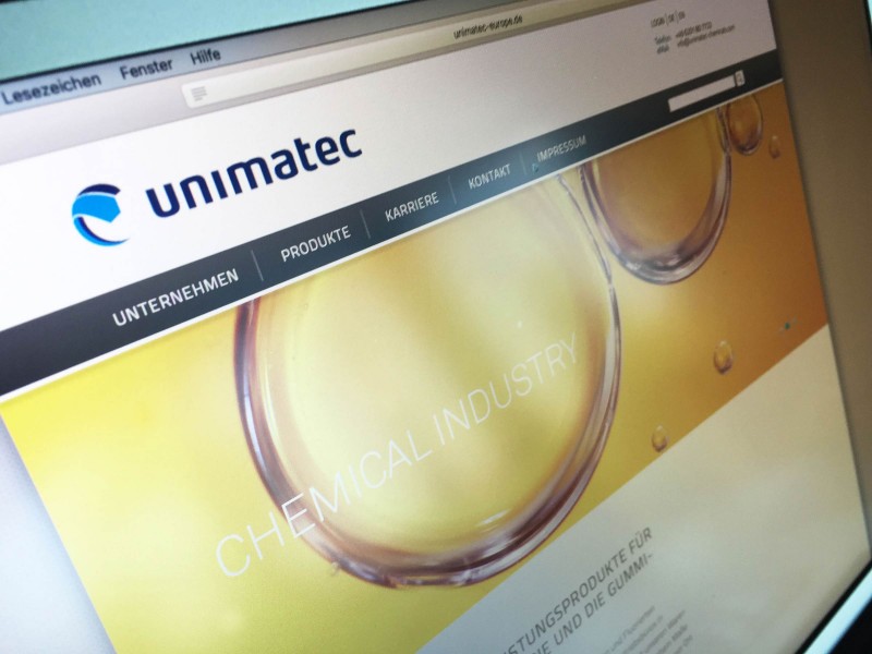 Website für Unimatec Europe, siehe www.unimatec-chemicals.de